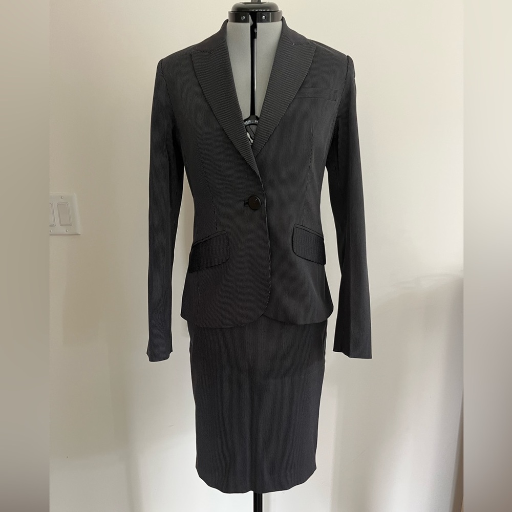 MANGO Grey pinstripe suit